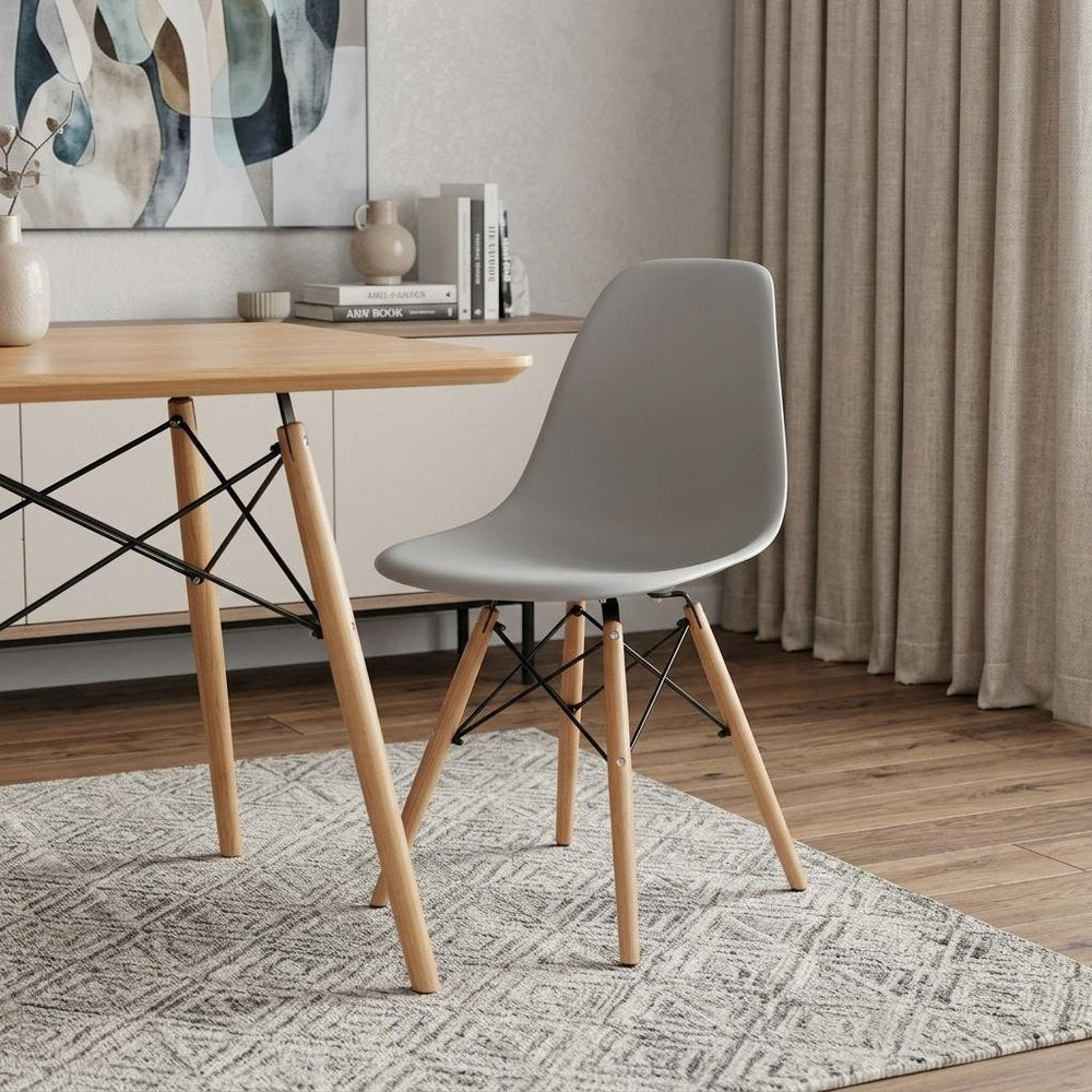 Gray And Natural Heavy Duty Plastic and Wood Dining Side Chair HomeRoots