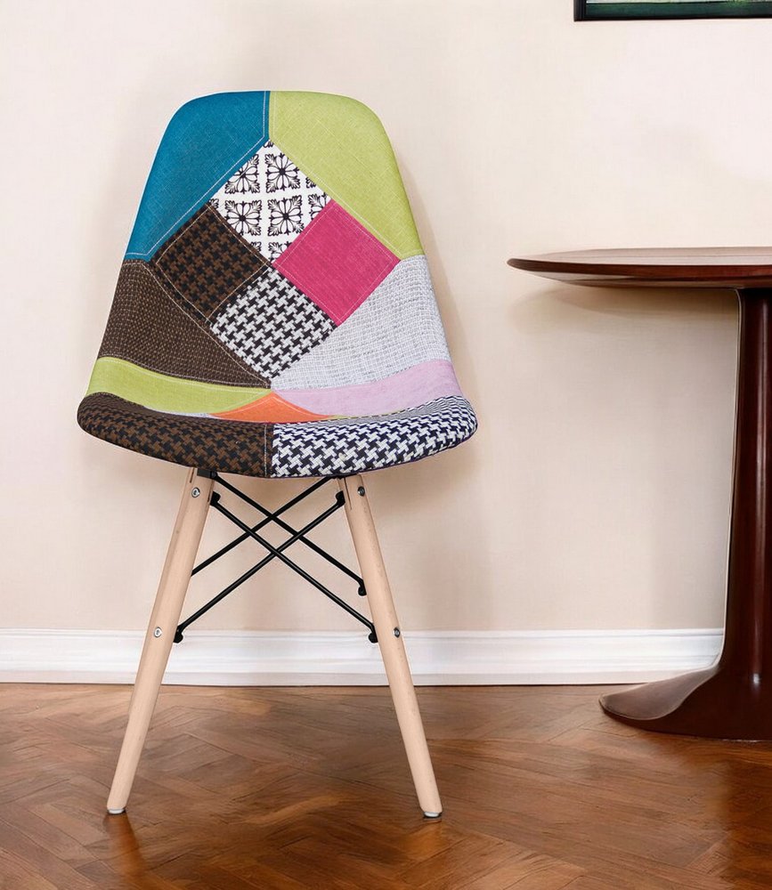 Pink and Natural Upholstered Fabric Dining Side Chair HomeRoots