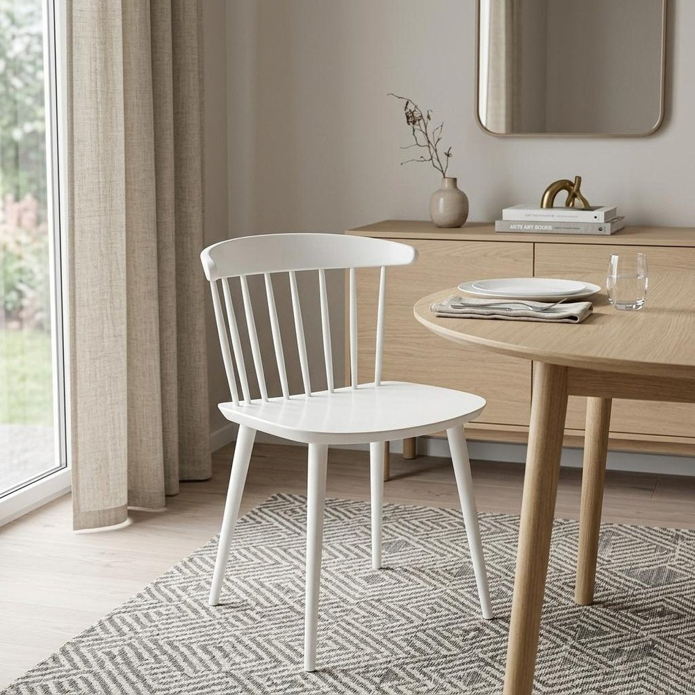 White Heavy Duty Plastic Slat Back Dining Side Chair HomeRoots