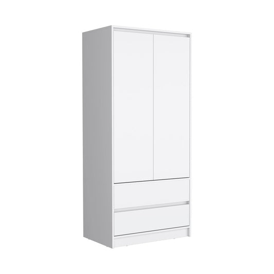 71" White Wood Two Door Two Drawer Combo Dresser HomeRoots