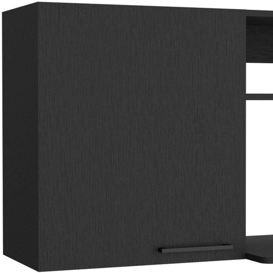 39" Black Wood Wall Mounted Accent Cabinet With Single Door HomeRoots