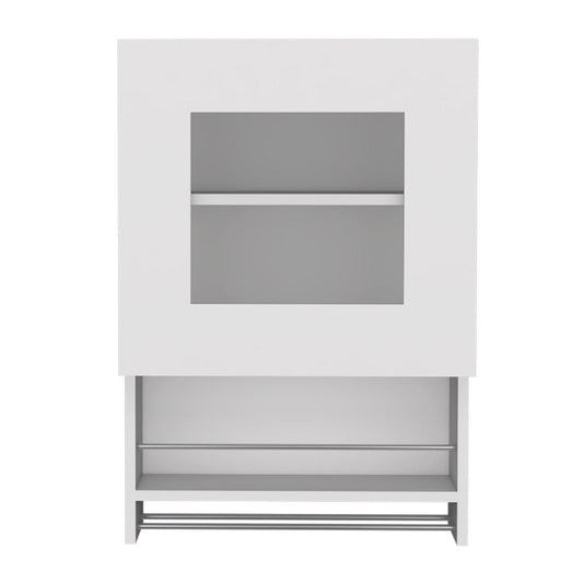 20" White Wood Wall Mounted China Cabinet With Single Door HomeRoots