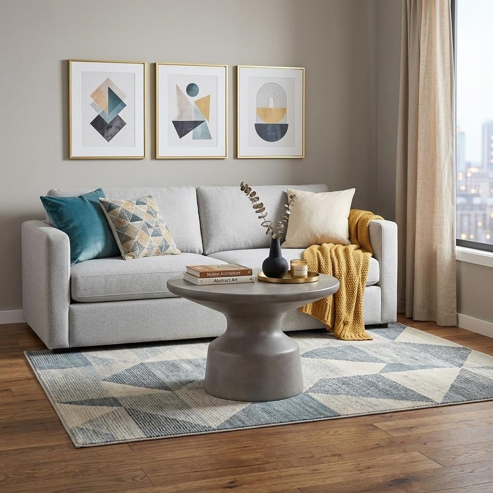 24" Gray Concrete Round Coffee Table HomeRoots