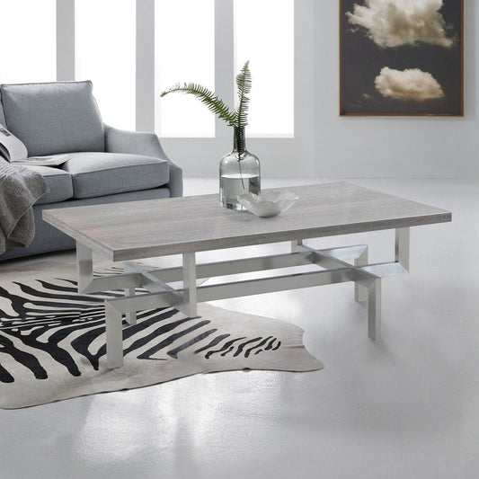 51" Gray And Silver Stainless Steel Coffee Table HomeRoots