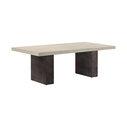 24" Gray And Dark Gray Solid Wood And Concrete Coffee Table HomeRoots