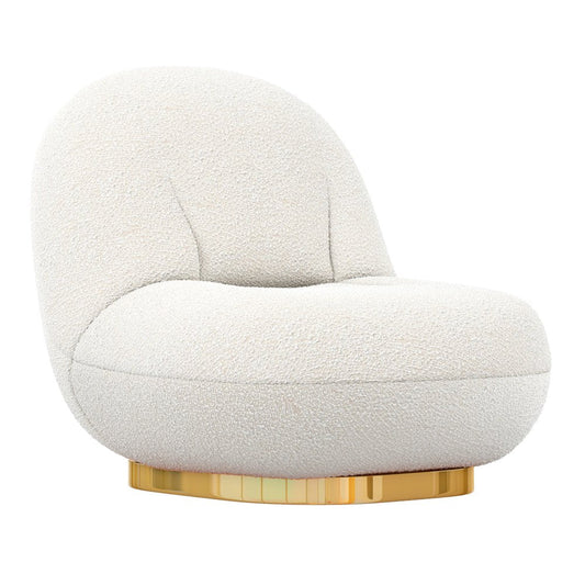 30" White and Gold Boucle Slipper Chair HomeRoots