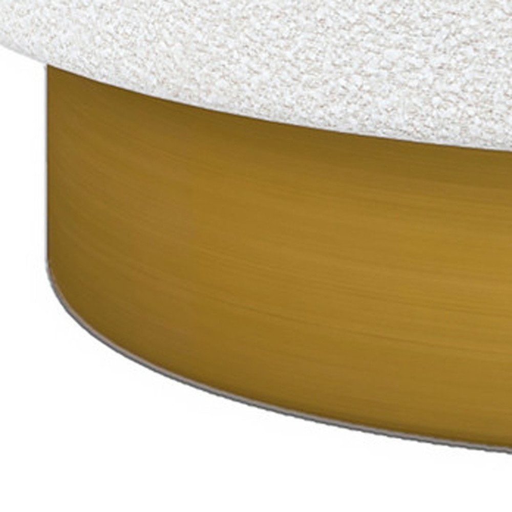 28" White and Gold Boucle Swivel Barrel Chair HomeRoots