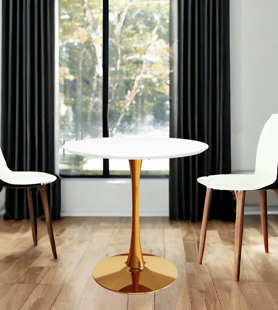 36" White And Gold Metal Dining Table HomeRoots