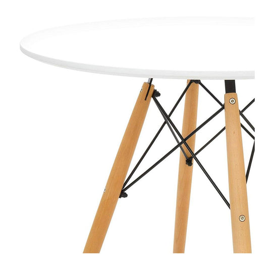30" White And Natural Rounded Fiberglass And Solid Wood Dining Table HomeRoots