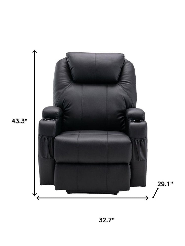 33" Black Power Heated Massage Lift Assist Recliner HomeRoots