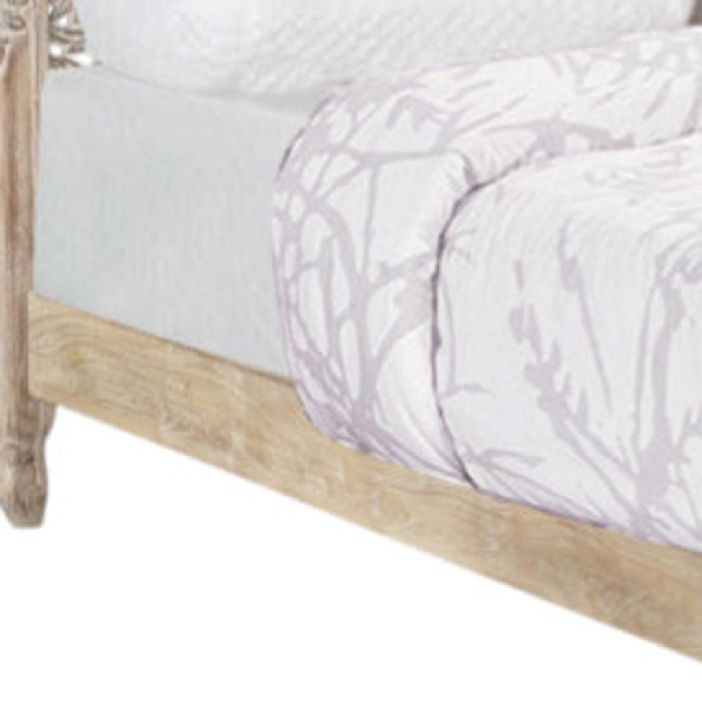 Gray Carved Floral Solid Wood King Bed Frame HomeRoots