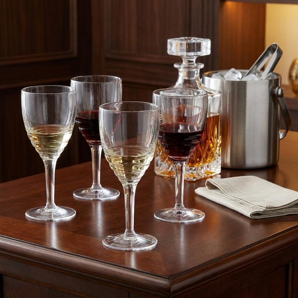 Set of Four Clear Swirl Acrylic Stemmed All Purpose Wine Glass HomeRoots