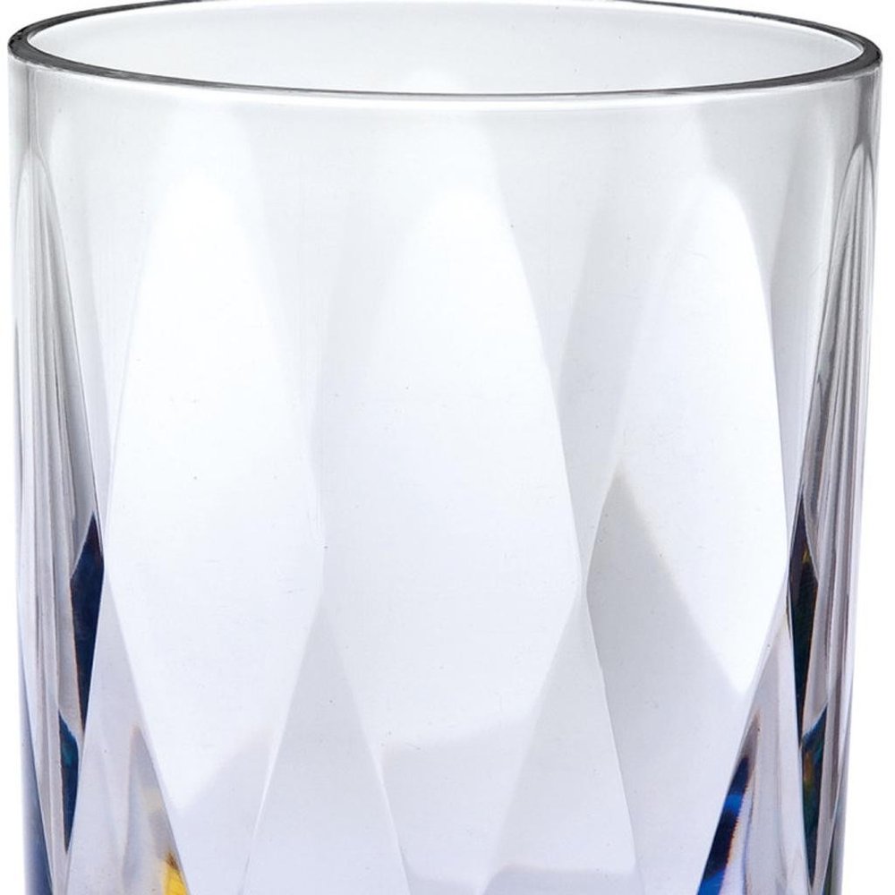 Set of Four Clear and Rainbow Geometric Acrylic Stemmed All Purpose Wine Glasses