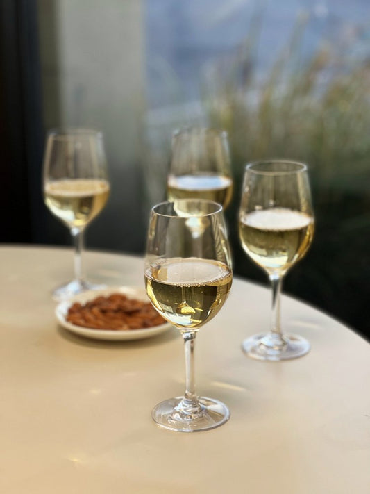 Set of Four Clear Tritan Plastic Stemmed All Purpose Wine Glass HomeRoots