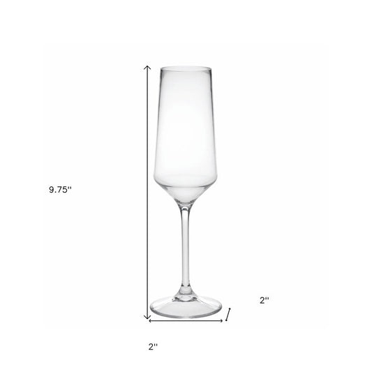 Set of Four Clear Tritan Plastic Stemmed Flute HomeRoots