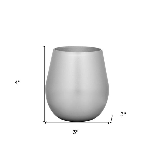 Set of Four Silver Acrylic Stemless All Purpose Wine Glass HomeRoots