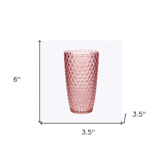 Set of Four Pink Acrylic Stemless Highball Glass HomeRoots