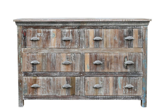 60" White Solid Wood Six Drawer Double Dresser HomeRoots