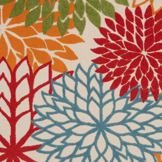 5' Green Orange and Red Indoor Outdoor Area Rug