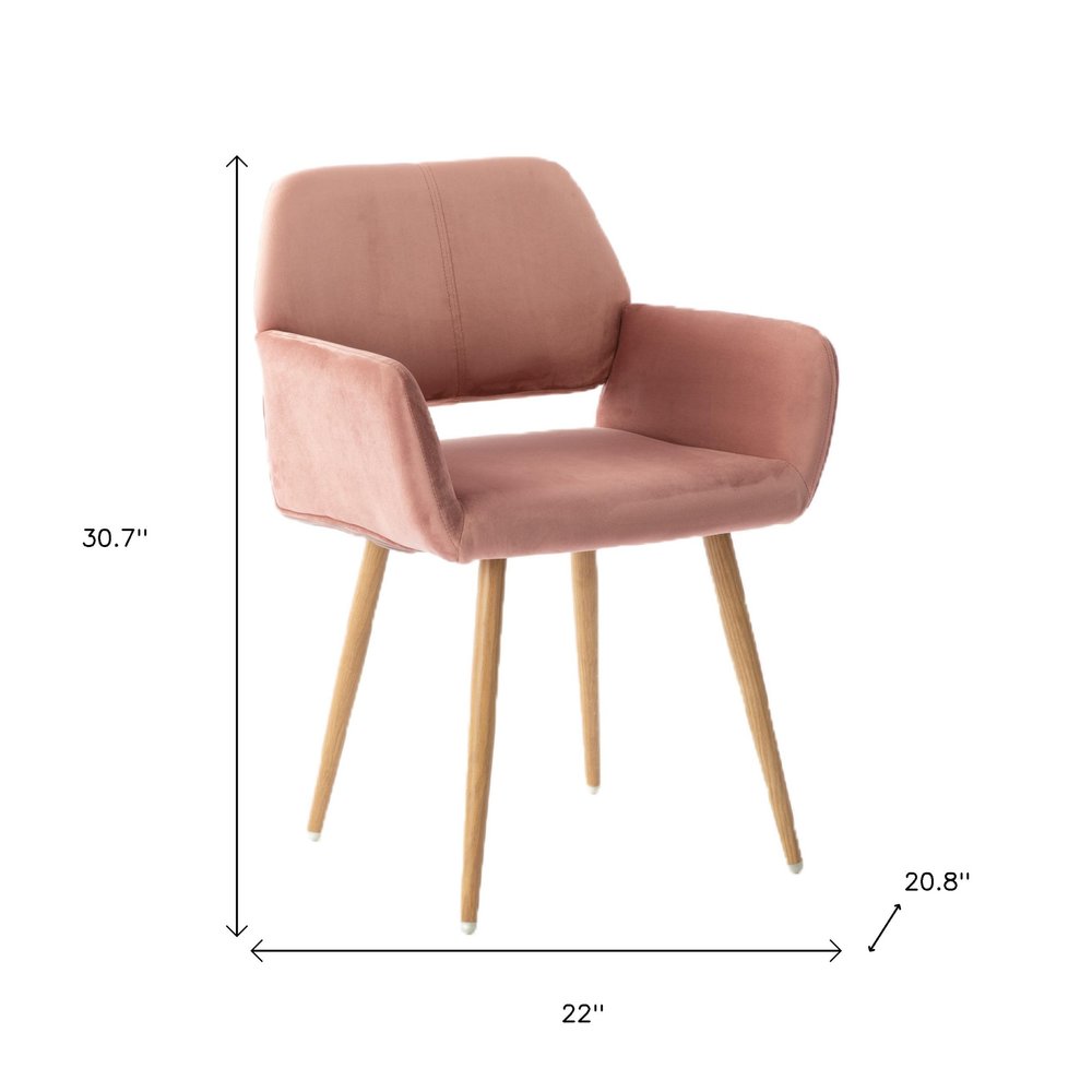 Pink Upholstered Velvet Open Back Dining Chair HomeRoots