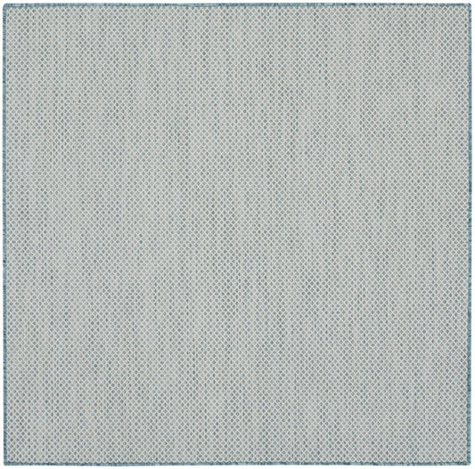 5' Blue Square Geometric Power Loom Area Rug