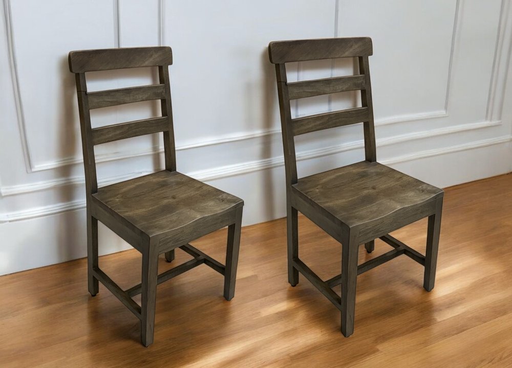 Set of Two Dark Brown Wood Ladder Back Dining Side Chairs HomeRoots