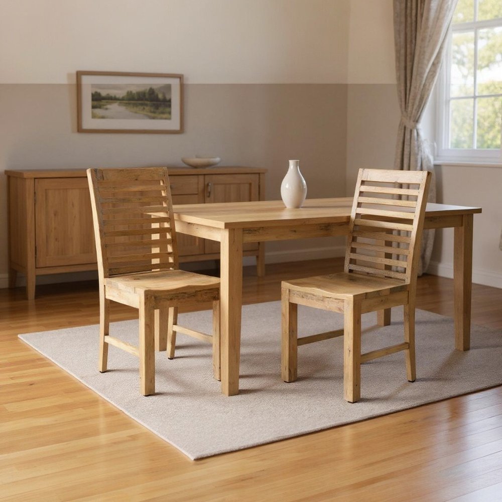Set of Two Brown Solid Wood Ladder Back Dining Side Chairs HomeRoots
