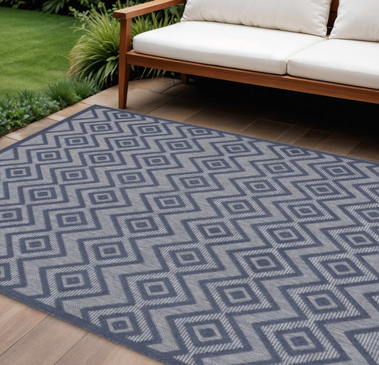 8' X 10' Navy Blue Indoor Outdoor Area Rug