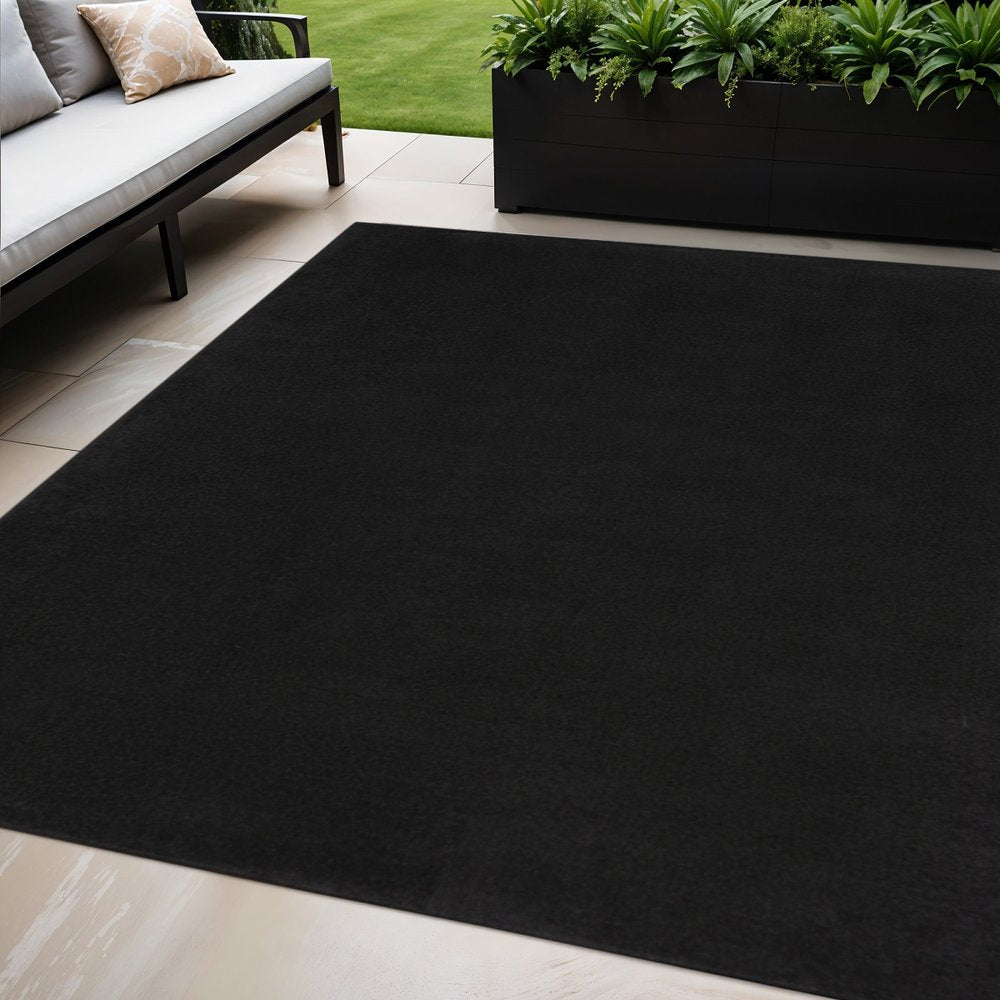 5' X 8' Black Power Loom Area Rug HomeRoots