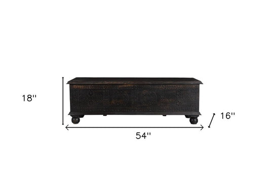 54" Black Solid Wood Distressed Lift Top Solid Coffee Table HomeRoots