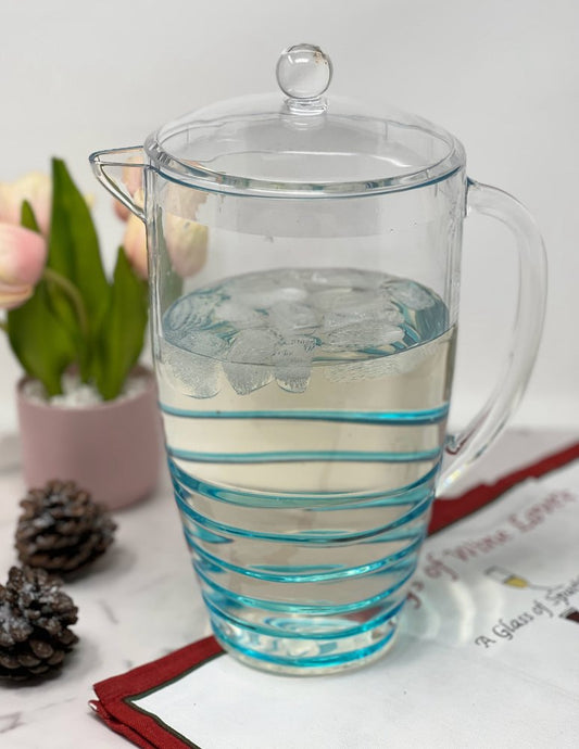 2.5 Quart Clear and Blue Swirl Acrylic Pitcher HomeRoots
