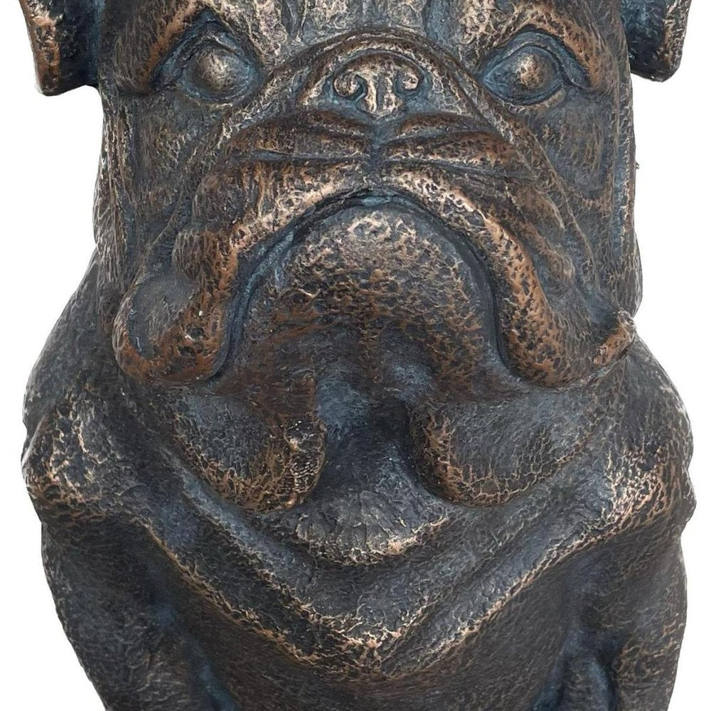 16" Antiqued Bronze Bulldog Outdoor Statue HomeRoots