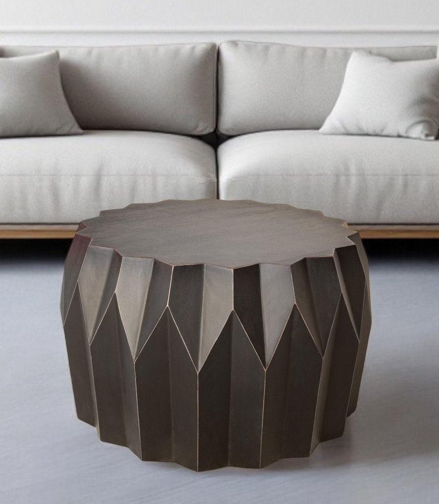 29" Black Solid Wood Round Coffee Table HomeRoots