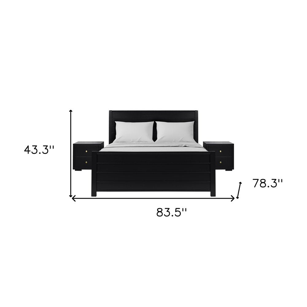 Three Piece Black Solid Wood Bedroom Set HomeRoots