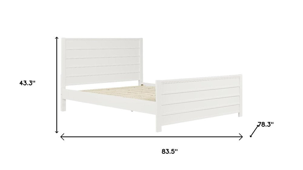 White Shiplap Texture Solid Wood King Bed Frame With Drawers HomeRoots