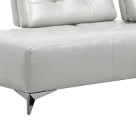 White Leather L Shaped Two Piece Seating Component HomeRoots