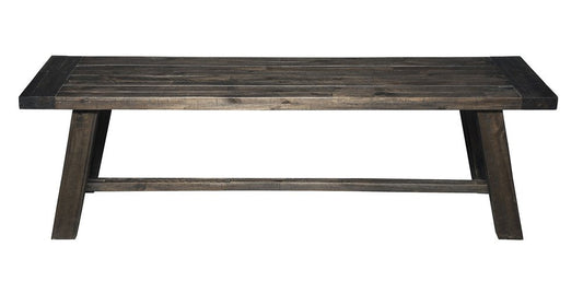 60" Gray And Dark Brown Distressed Wood Dining Bench HomeRoots