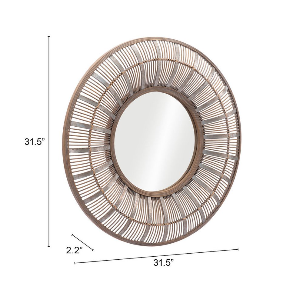32" Brown Round Accent Mirror HomeRoots