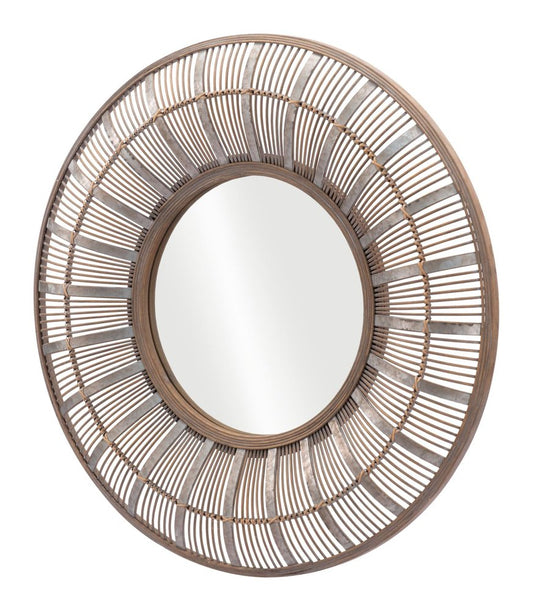 32" Brown Round Accent Mirror HomeRoots
