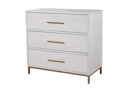 36" White Solid Wood Three Drawer Dresser