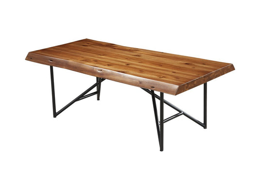 50" Brown And Black Solid Wood And Metal Coffee Table HomeRoots