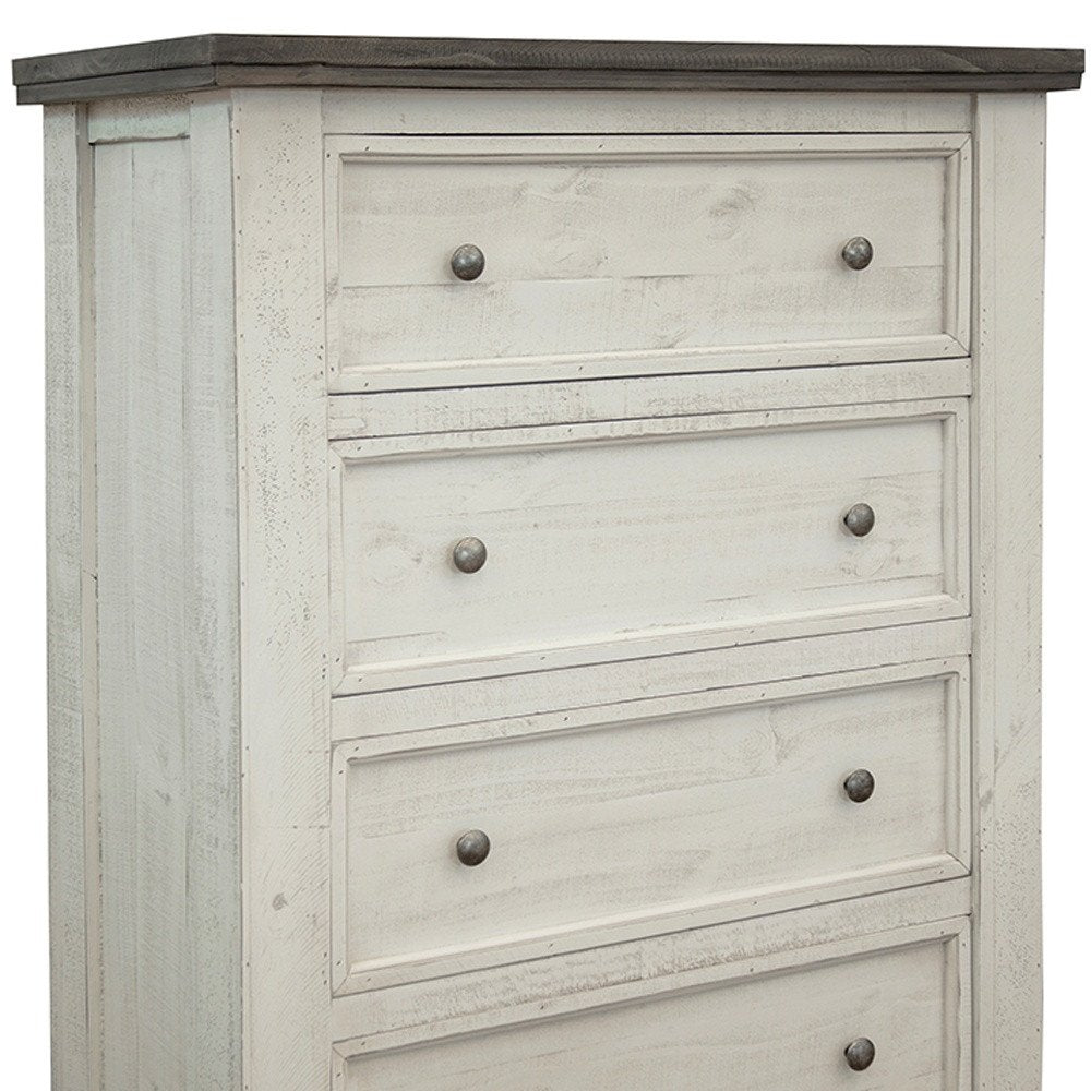 39" Gray and Ivory Solid Wood Four Drawer Chest HomeRoots