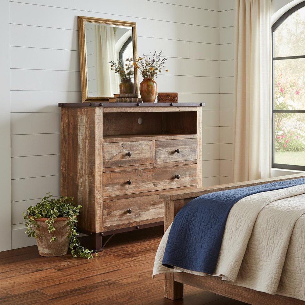 43" Brown Solid Wood Four Drawer Chest HomeRoots