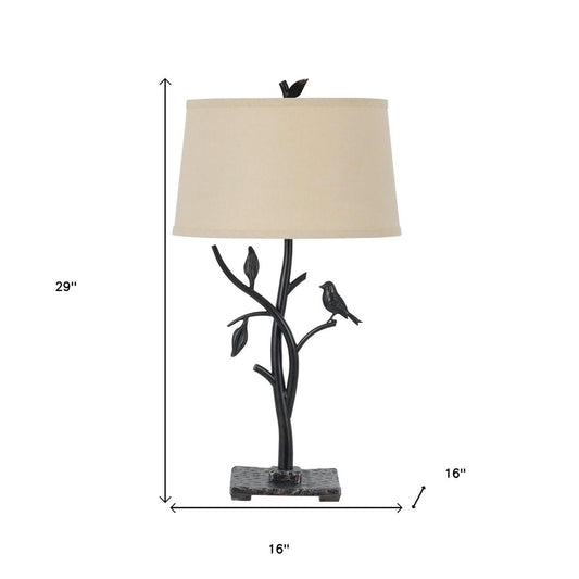 29" Black Birds On Branches Table Lamp With Empire Shade HomeRoots