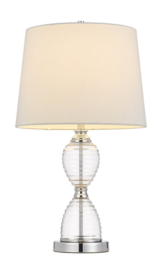 24" Clear Metal Table Lamp With White Empire Shade HomeRoots
