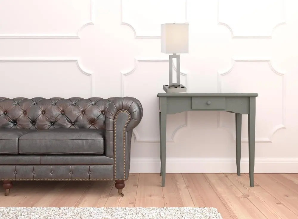 24" Nickel Metal Desk Usb Table Lamp With White Drum Shade HomeRoots