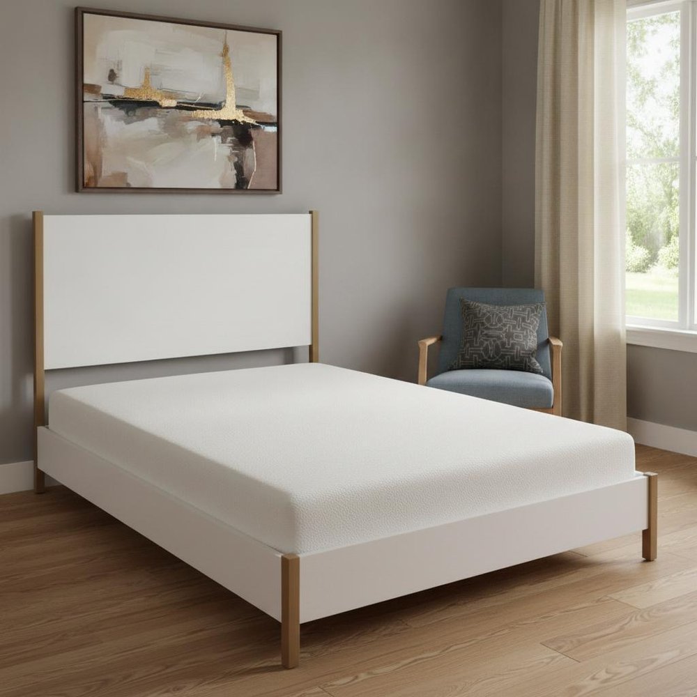 Natural and White Solid Wood And Upholstery Full Bed Frame HomeRoots