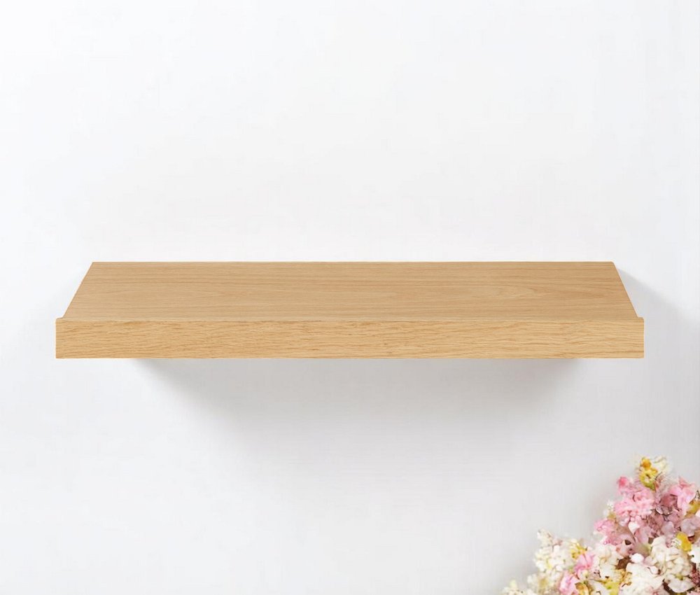 23" Oak Wood Wall Mounted Floating Shelf HomeRoots