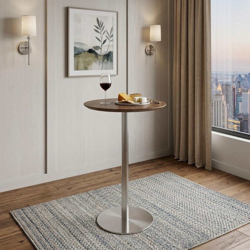 26" Brown and Silver Rounded Steel Bar Table HomeRoots
