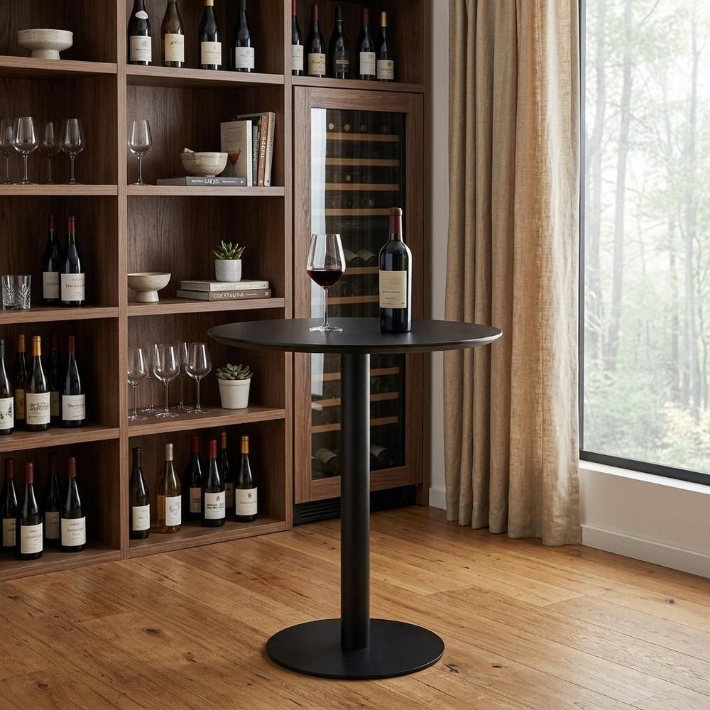 32" Black Rounded Steel Bar Table HomeRoots